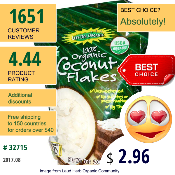 Edward & Sons, Coconut Flakes, Unsweetened, Organic, 7 Oz (200 G)