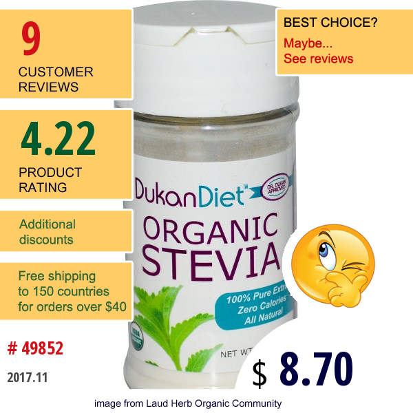 Dukan Diet, Organic Stevia, 1 Oz (28 G)  