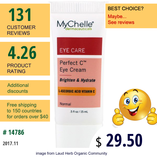 Mychelle Dermaceuticals, Perfect C Eye Cream, .5 Fl Oz (15 Ml)