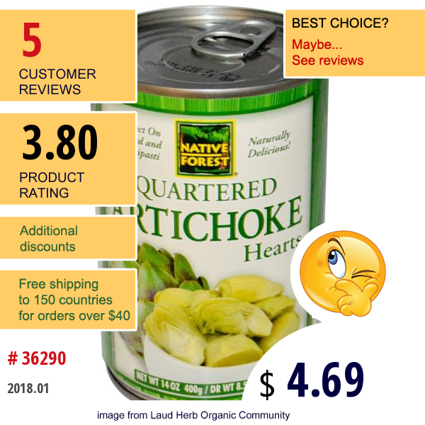 Native Forest, Quartered Artichoke Hearts, 14 Oz (400 G)