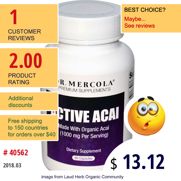 Dr. Mercola, Premium Supplements, Active Acai, 60 Capsules  