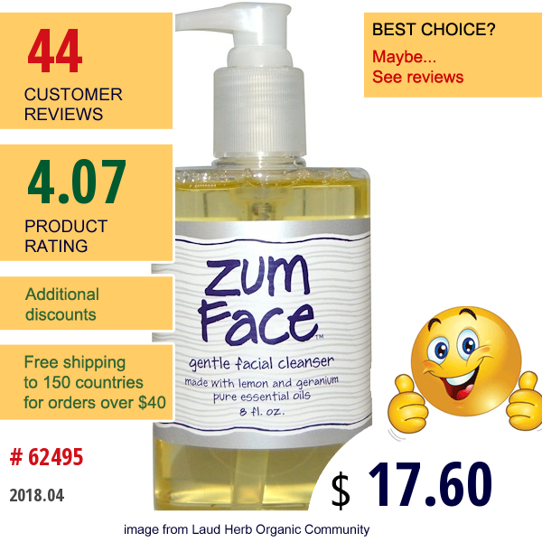 Indigo Wild, Zum Face, Gentle Facial Cleanser, Lemon And Geranium Pure Essential Oils, 8 Fl Oz  