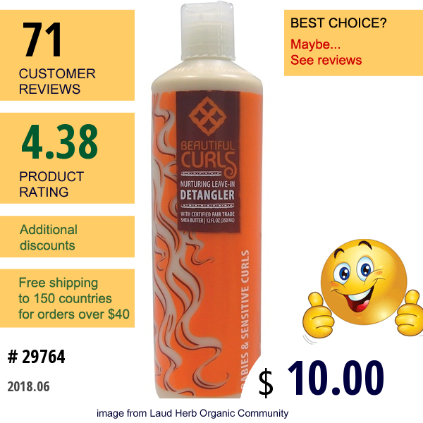 Beautiful Curls, Nurturing Leave-In Detangler, Babies & Sensitive Curls, 12 Fl Oz (350 Ml)