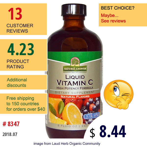 Natures Answer, Liquid Vitamin C, Natural Flavors, 8 Fl Oz (240 Ml)