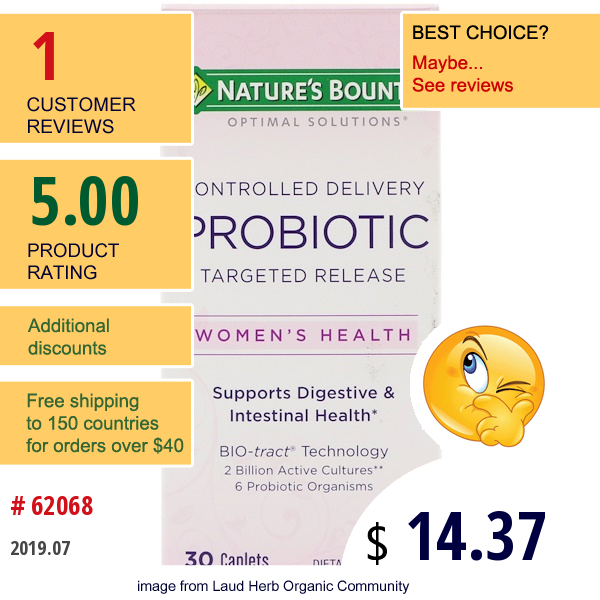 Natures Bounty, Optimal Solutions, Controlled Delivery Probiotic, 30 Caplets  
