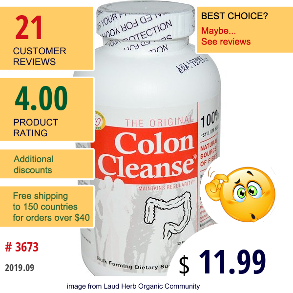 Health Plus, The Original Colon Cleanse, One, 625 Mg, 200 Capsules