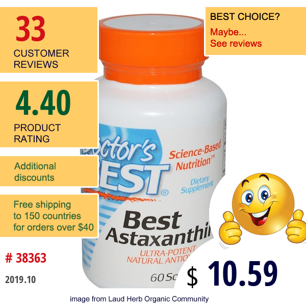 Doctor'S Best, Best Astaxanthin, 60 Softgels Doctor'S Best, Best Astaxanthin, 60 Softgels