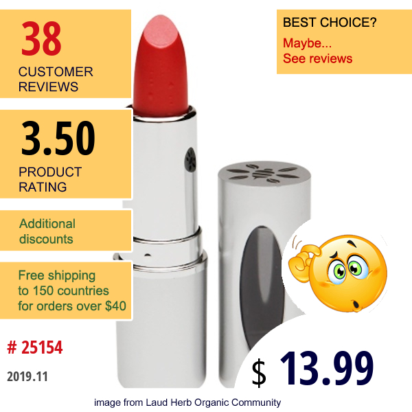 Honeybee Gardens, Truly Natural Lipstick, Romance, 0.13 Oz (3.7 G)  