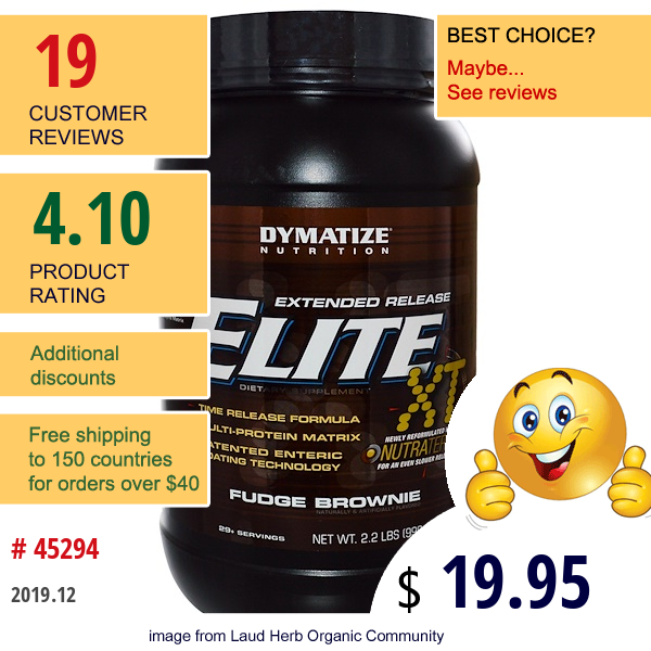 Dymatize Nutrition, Elite Xt, Extended Release, Fudge Brownie, 2.2 Lbs (998 G)  