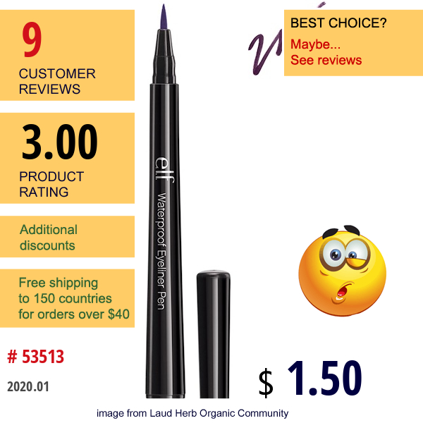 E.l.f., Waterproof Eyeliner Pen, Purple, 0.06 Oz (1.8 G)  