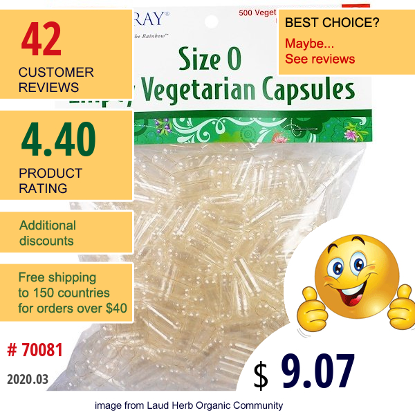 Solaray, Empty Vegetarian Capsules, Size 0, 500 Veggie Caps Solaray, Empty Vegetarian Capsules, Size 0, 500 Veggie Caps