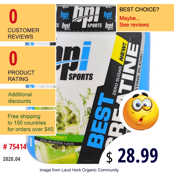 Bpi Sports, Best Creatine, Pro Strength Creatine Blend, Lime Sherbet, 10.58 Oz (300 G)  