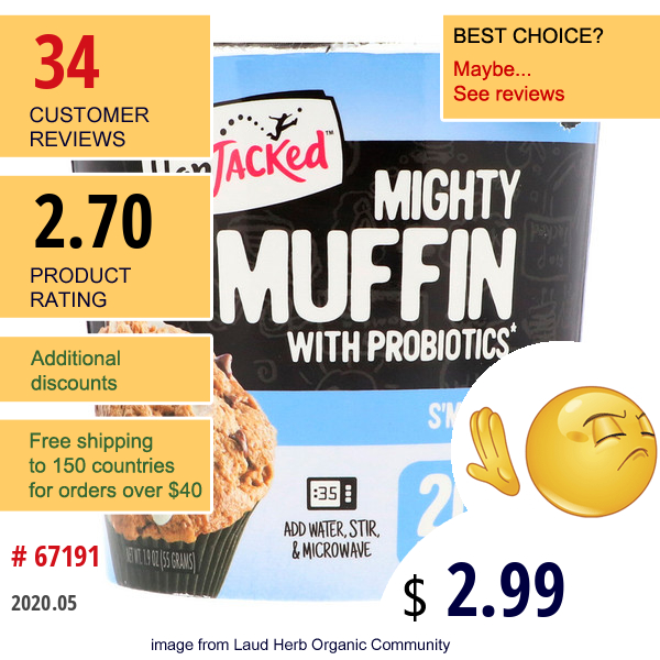 Flapjacked, Mighty Muffin, With Probiotics, S'Mores, 1.94 Oz (55 G)  