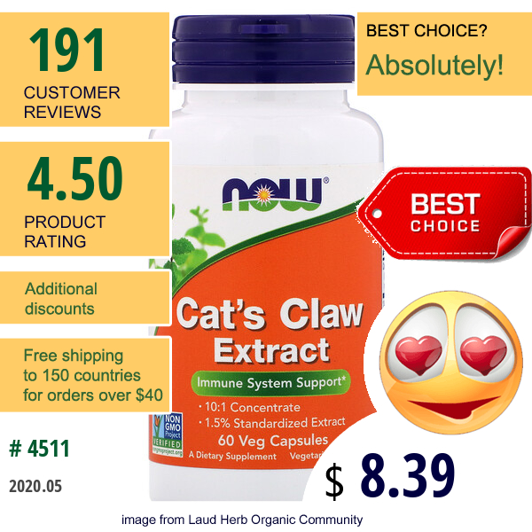 Now Foods, Cat'S Claw Extract, 60 Veg Capsules