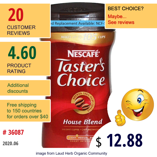 Nescafé, Taster'S Choice, Instant Coffee, House Blend, 7 Oz (198 G)  