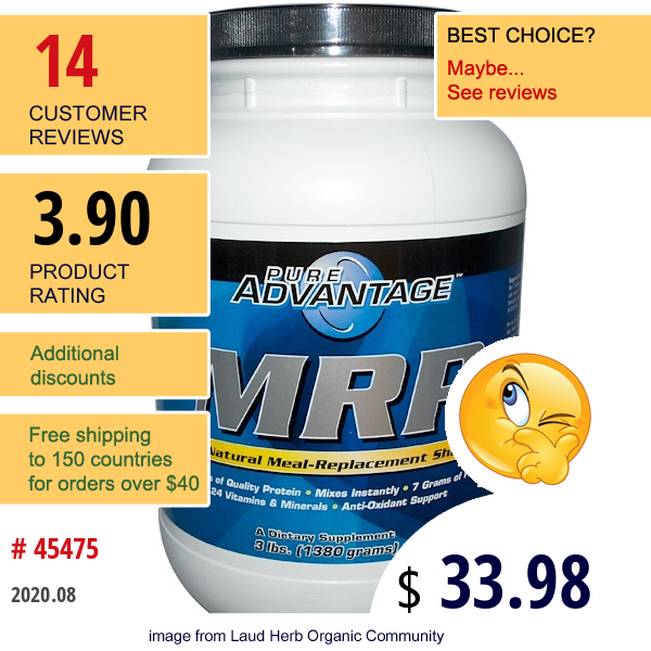 Pure Advantage, Mrp, Meal Replacement Shake, Chocolate, 3 Lbs (1380 G)  