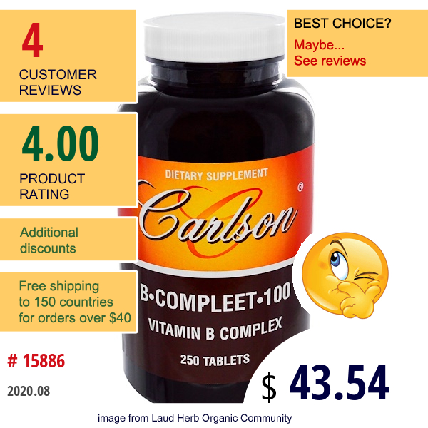 Carlson Labs, B Compleet 100, 250 Tablets  