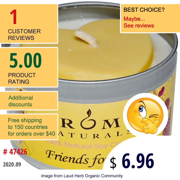 Aroma Naturals, 100% Natural Soy Candle, Friends Forever!, 6.5 Oz  