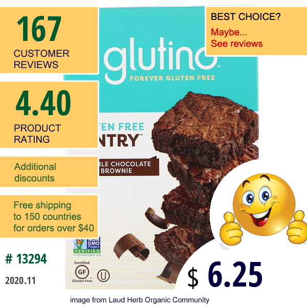 Glutino, Double Chocolate Brownie, 16 Oz (454 G)  