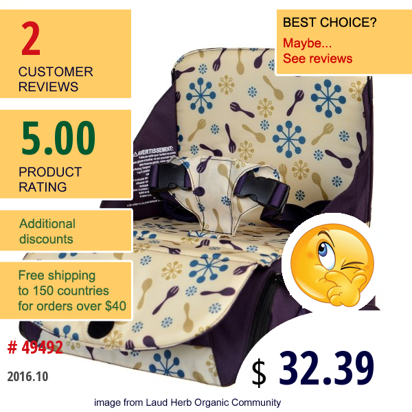 Munchkin, Travel Booster Seat, 12+ Months, Colors May Vary  