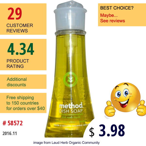 Method, Dish Soap, Lemon Mint, 18 Fl Oz (532 Ml) Method, Dish Soap, Lemon Mint, 18 Fl Oz (532 Ml)