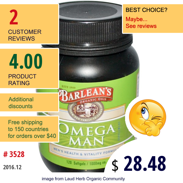 Barleans, Omega Man Supplement, 1,000 Mg, 120 Softgels