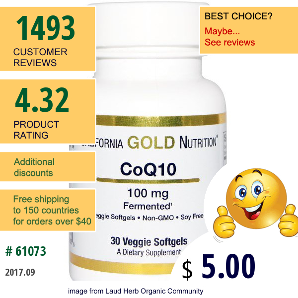 California Gold Nutrition, Coq10, 100 Mg, 30 Veggie Softgels