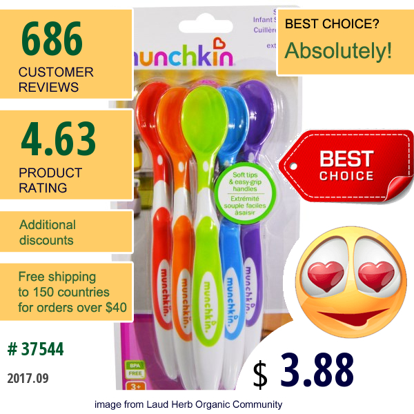 Munchkin, Soft-Tip Infant Spoons, 3+ Months, Six Piece