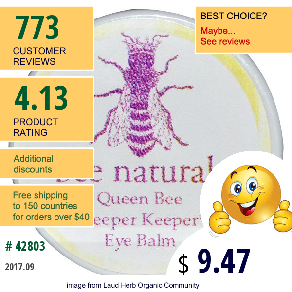 Bee Naturals, Queen Bee, Peeper Keeper Eye Balm, 0.6 Oz