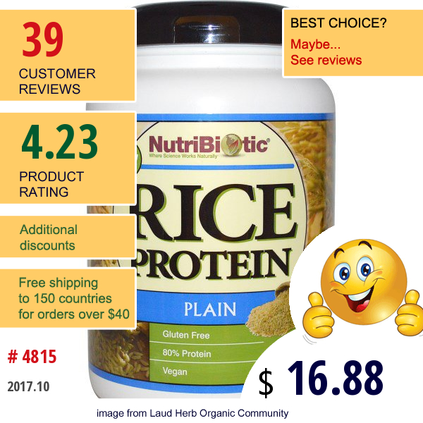 Nutribiotic, Raw Rice Protein, Plain , 1 Lb. 5 Oz (600 G)