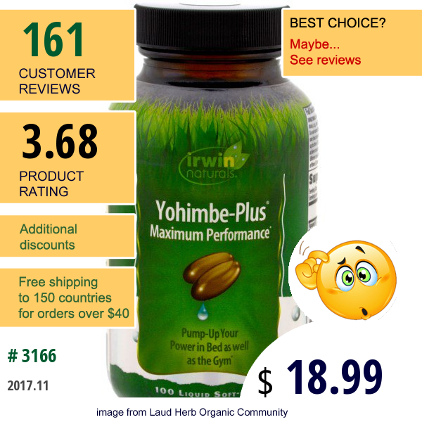 Irwin Naturals, Yohimbe-Plus, Maximum Performance, 100 Liquid Soft-Gels