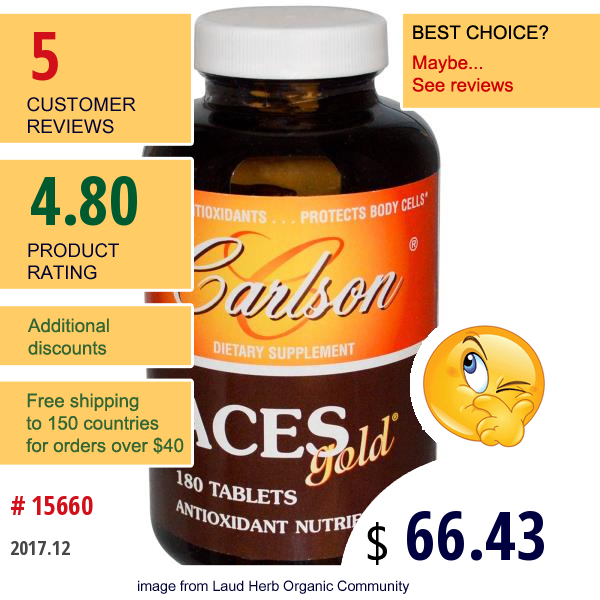 Carlson Labs, Aces Gold, 180 Tablets  