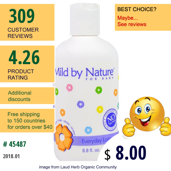 Mild By Nature, For Baby, Everyday Lotion, 8.8 Fl Oz (260 Ml)