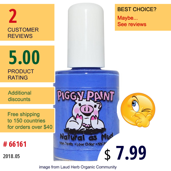 Piggy Paint, Nail Polish, Blueberry Patch, 0.5 Fl Oz (15 Ml)  