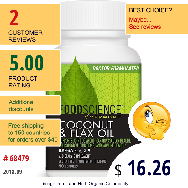 Foodscience, Coconut & Flax Oil, 90 Softgels