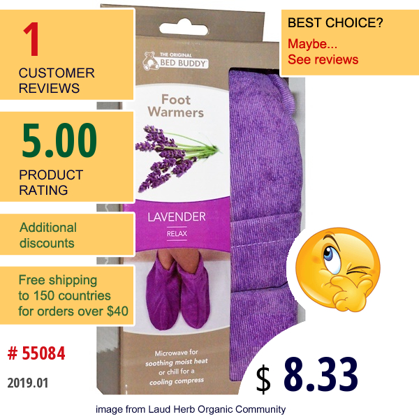 Bed Buddy, Foot Warmers, Lavender, 1 Pair  