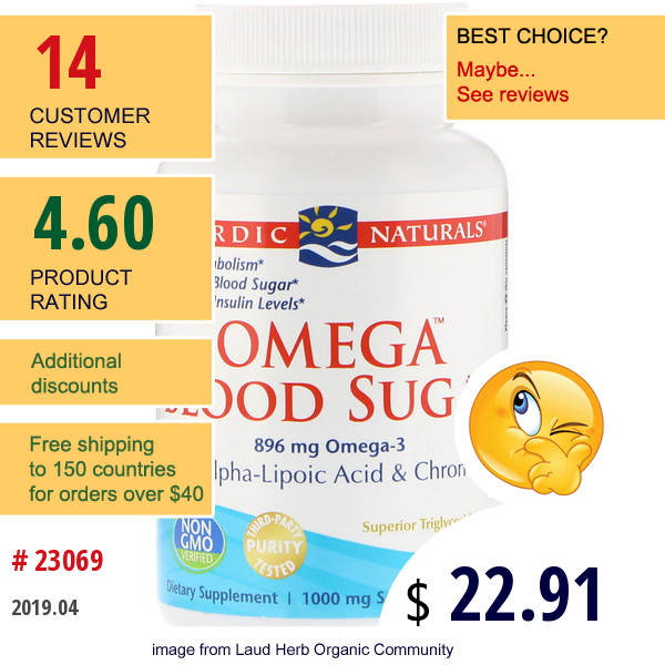Nordic Naturals, Omega Blood Sugar, 1,000 Mg, 60 Soft Gels