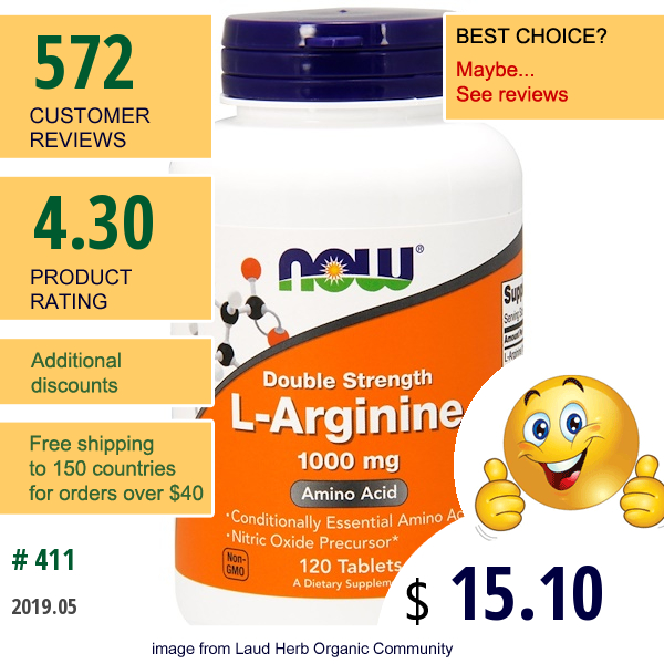 Now Foods, L-Arginine, 1,000 Mg, 120 Tablets