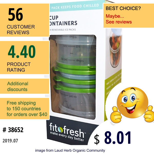 Fit & Fresh, 1 Cup Chill Containers, 4 Pack