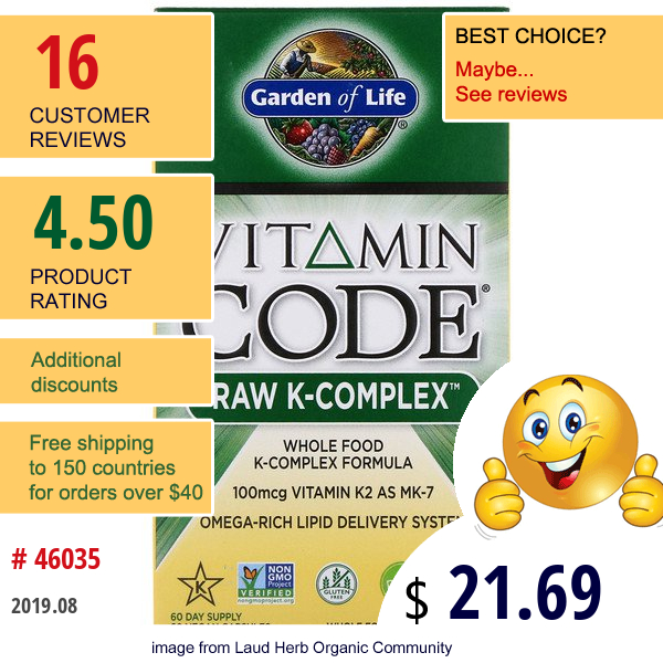 Garden Of Life, Vitamin Code, Raw K-Complex, 60 Vegan Capsules