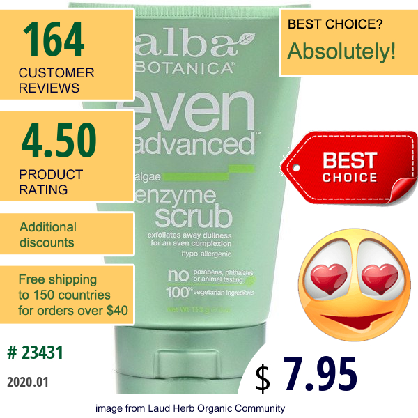 Alba Botanica, Even Advanced, Enzyme Scrub, Sea Algae, 4 Oz (113 G)