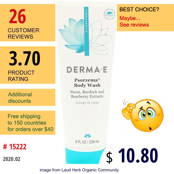Derma E, Psorzema Body Wash, 8 Fl Oz (236 Ml) Derma E, Psorzema Body Wash, 8 Fl Oz (236 Ml)