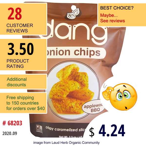 Dang, Onion Chips, Applewood Bbq, 2.3 Oz (65 G)  