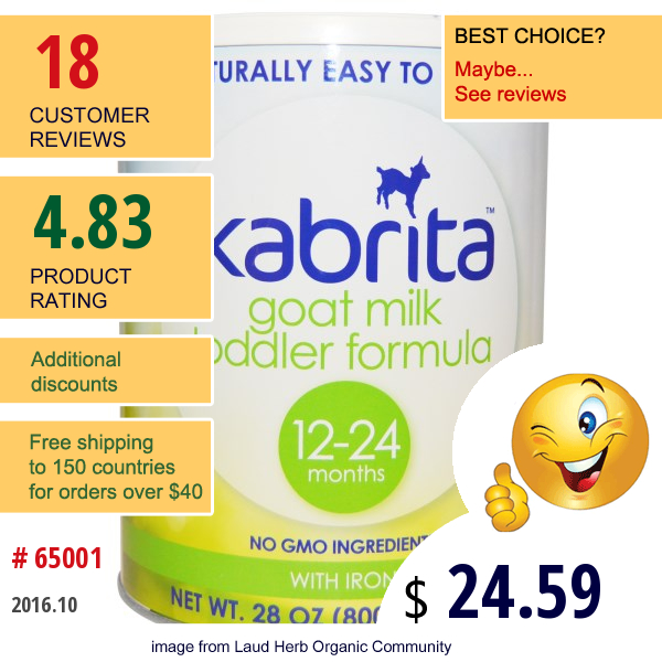 Kabrita, Goat Milk Toddler Formula With Iron, 28 Oz (800 G)