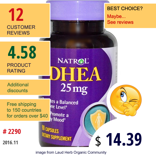 Natrol, Dhea, 25 Mg, 90 Capsules