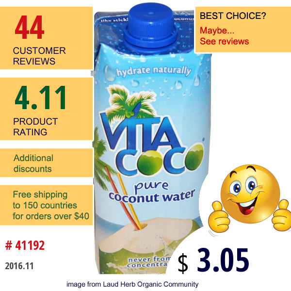 Vita Coco, Pure Coconut Water, 16.9 Fl Oz (500 Ml)  