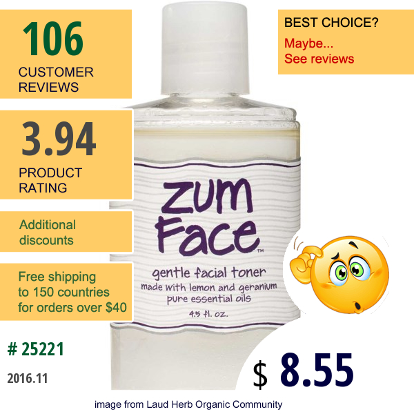 Indigo Wild, Zum Face, Gentle Facial Toner, Lemon And Geranium, 4.5 Fl Oz  