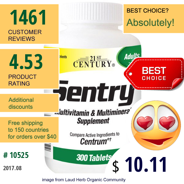 21St Century, Sentry, Multivitamin & Multimineral Supplement, 300 Tablets