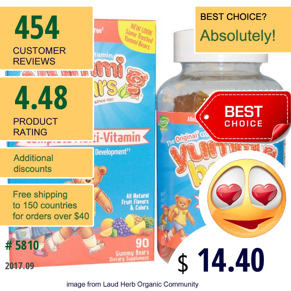 Hero Nutritional Products, Yummi Bears, Complete Multi-Vitamin, Natural Fruit Flavors, 90 Gummy Bears