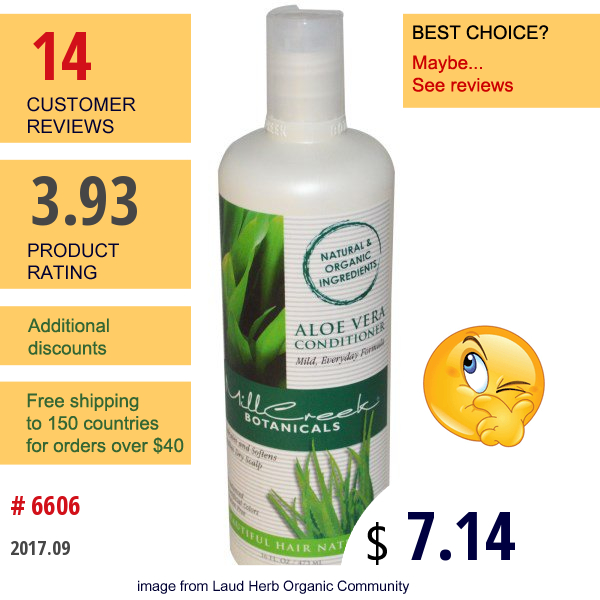 Mill Creek, Aloe Vera Conditioner, 16 Fl Oz (473 Ml) Mill Creek, Aloe Vera Conditioner, 16 Fl Oz (473 Ml)